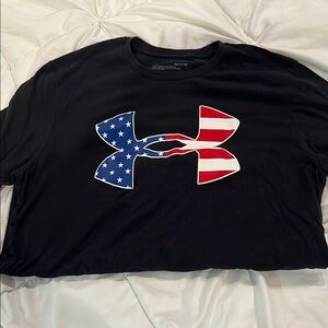 Under Armour Black T-Shirt with American Flag Logo